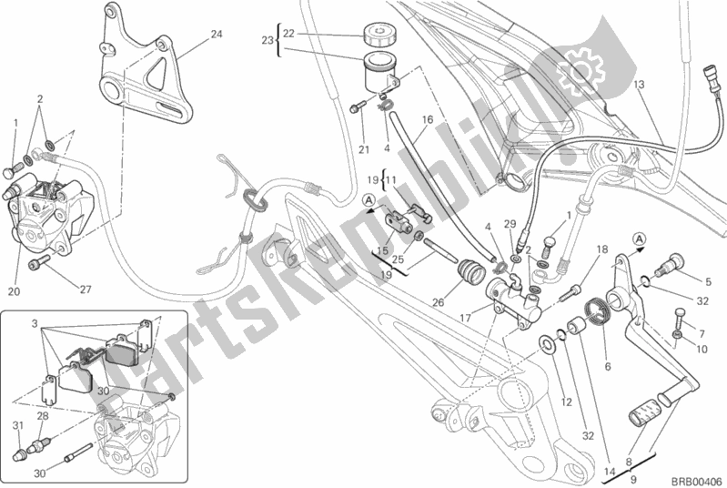 Toutes les pièces pour le Système De Freinage Arrière du Ducati Monster 696 ABS USA Anniversary 2013
